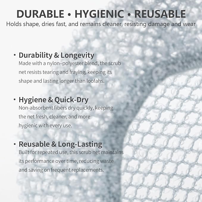 Silicone Body Scrubber with Scrub Net Set, BEAUTAIL 2 Pack - Image 3