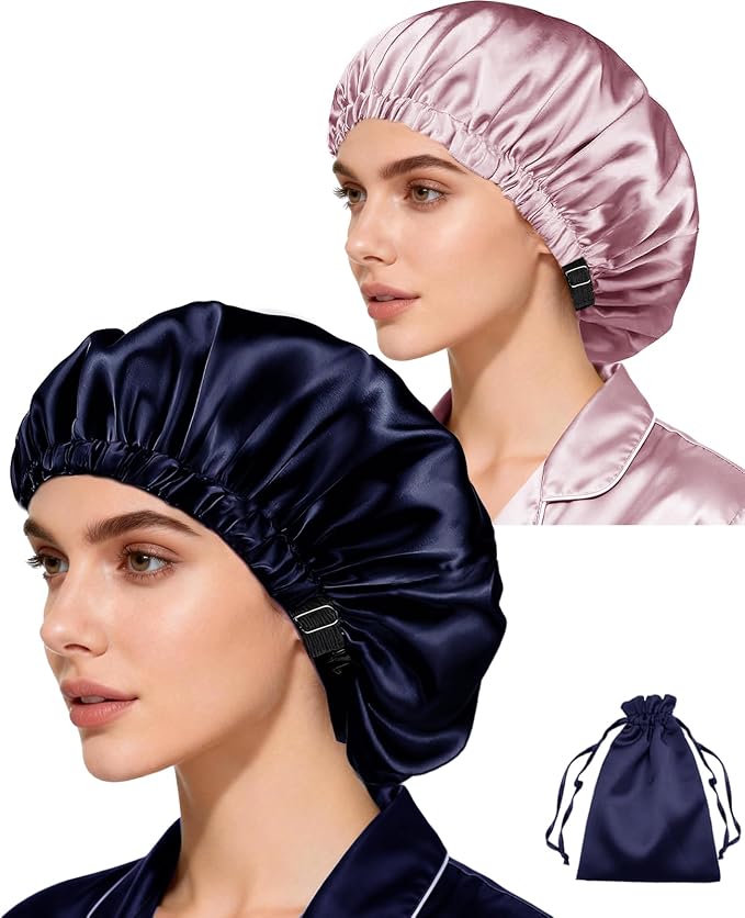 3Pcs Hair Bonnets For Sleeping Satin Bonnet For Women Silk Bonnets Womens Curly by WJingYiJia