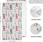 Red Green Grey Christmas Xmas Tree Hand Towels - Image 2