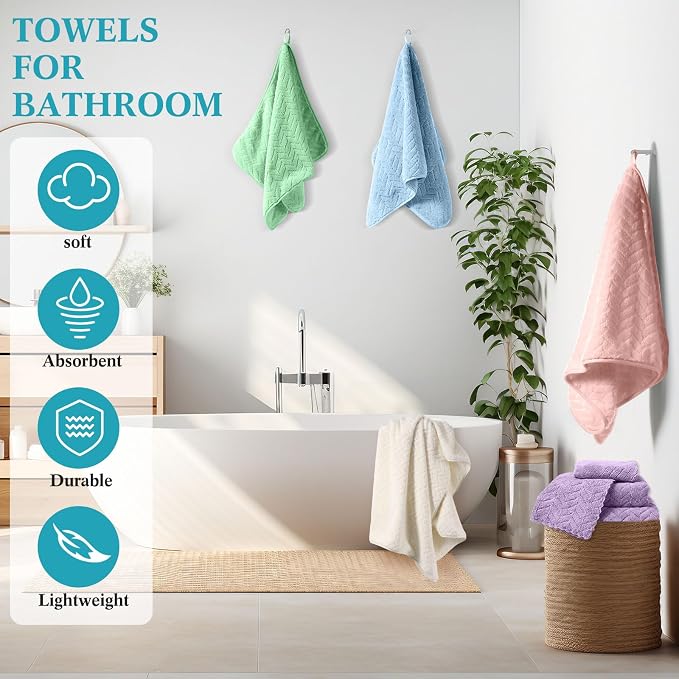 Mixweer 16 Pieces Bath Towels Set Quick Dry Towel Set - Image 6