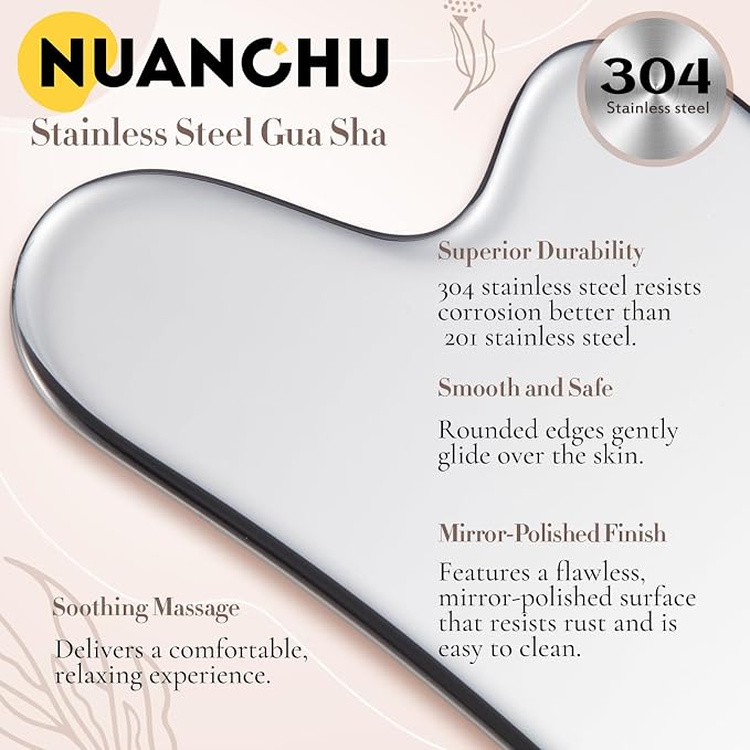 Nuanchu Stainless Steel Gua Sha Facial Tool, Metal Gua Sha - Image 6