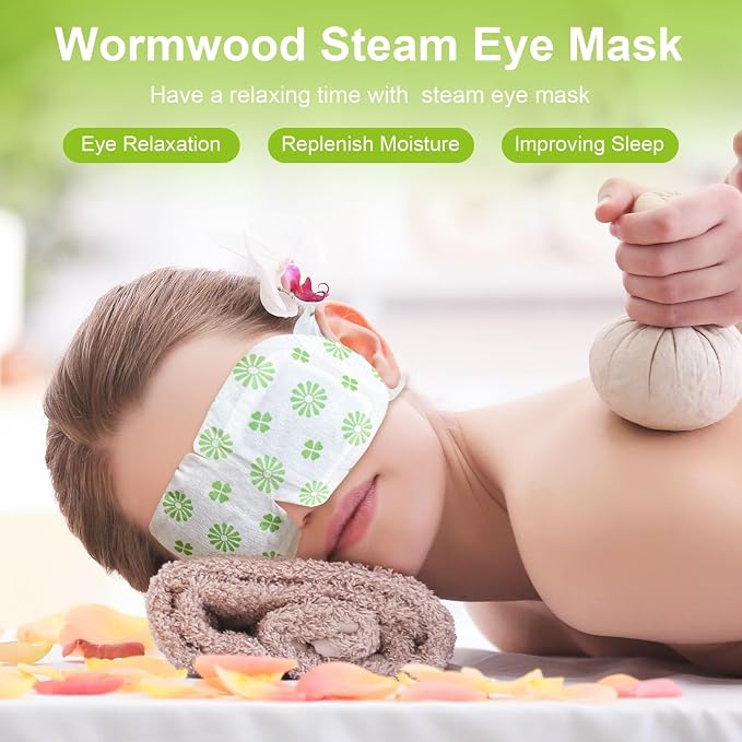 20 Packs Steam Eye Mask, Wormwood Steam Eye Masks Disposable, Self-Heating - Image 2