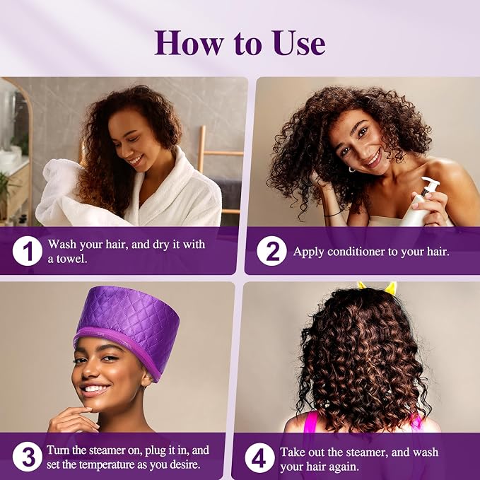 Thermal Steam Cap for Natural Hair Treatment: 10-Level Heating Cap for Deep - Image 7