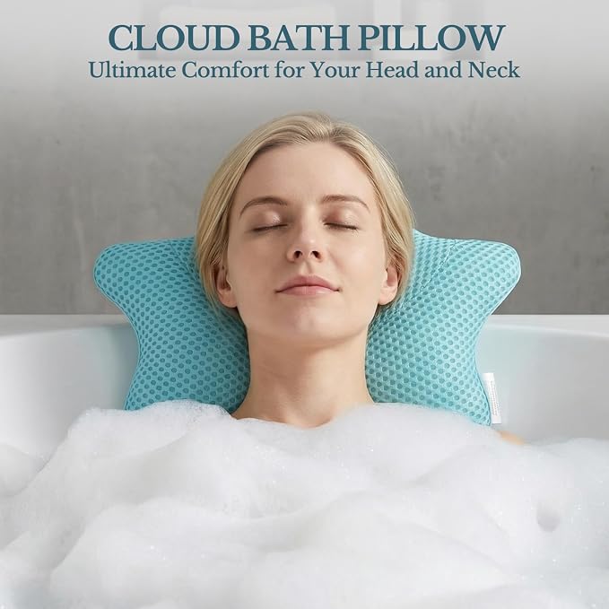 Non Slip Bath Pillow, Luxury Spa Bathtub Head & Neck Rest Support, Permeable - Image 2
