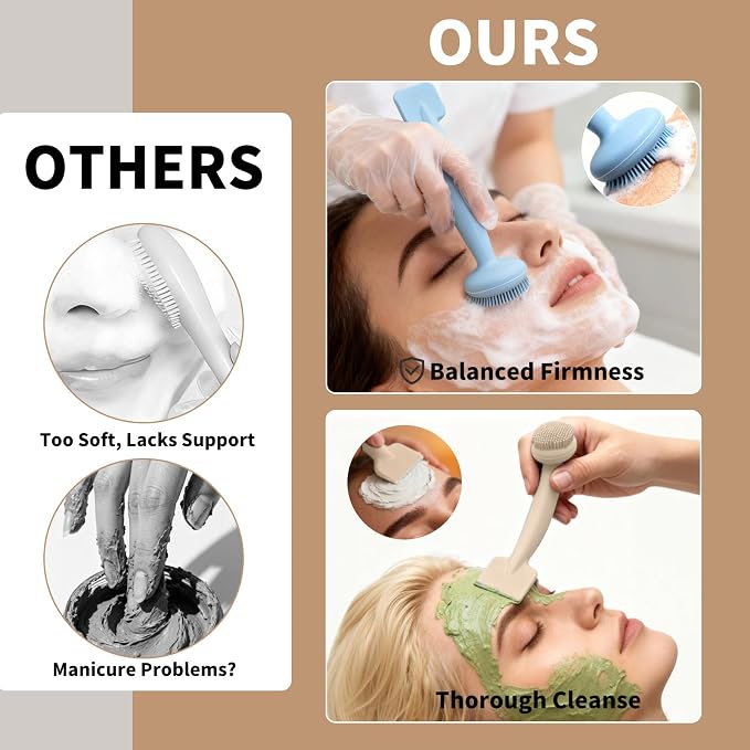 2 Pack Silicone Face Scrubber, 2 in 1 Facial Cleansing Brush & Face Mask - Image 5