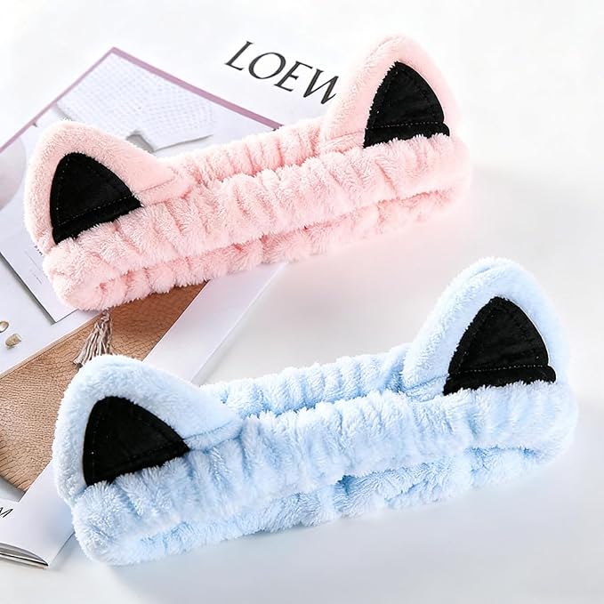 2 Pcs Cat Ears Headband, Cute Spa Headbands - Image 8
