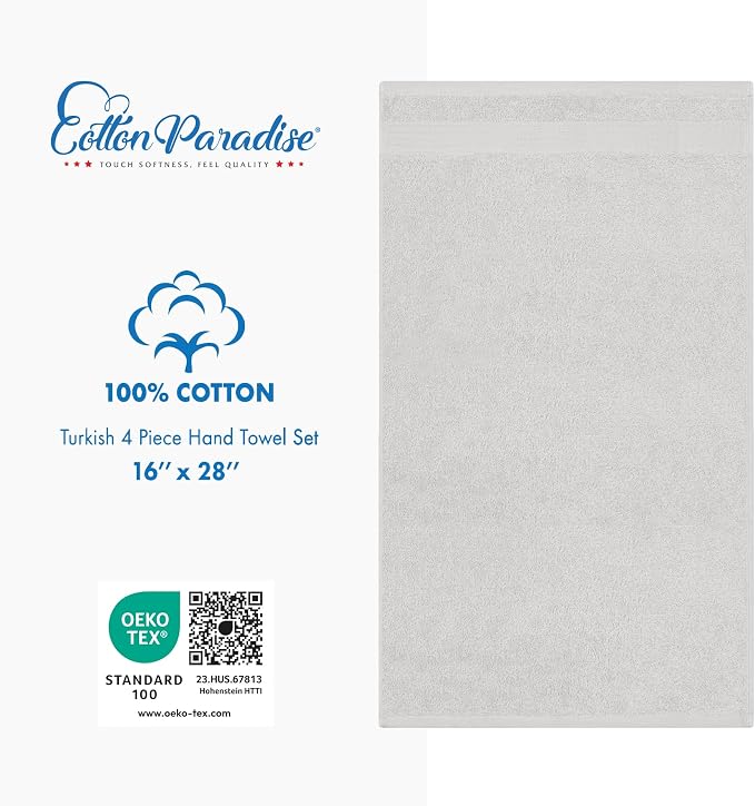 Cotton Paradise Hand Towels for Bathroom, 100% Cotton Turkish 4 Piece Hand - Image 4