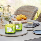 Set of 2 Green Glass Jars Citronella Oil Candles 14oz Smokeless & Outdoor - Image 4