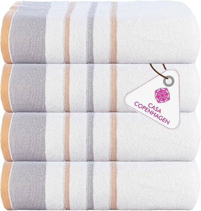 CASA COPENHAGEN White Bay 4Pcs 100% Egyptian Cotton Designer Hand Towels Gift by CASACOPENHAGEN