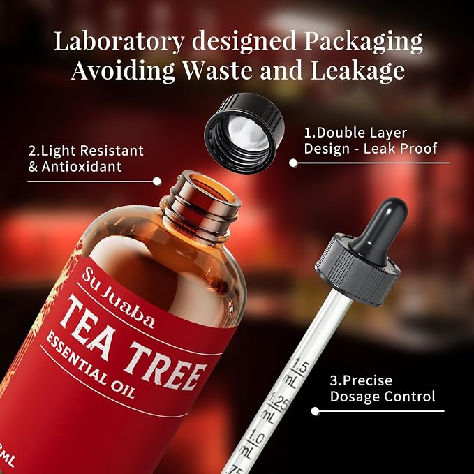 SU JUABA 4 Fl Oz Tea Tree Essential Oil, 100% Natural Aromatherapy Oil - Image 7
