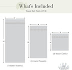 100% Cotton Bath Towel Set of 18-4 Bath Towels, 6 Hand Towels, 8 Wash Cloths - Image 2