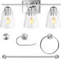 hykolity 3-Light Bathroom Vanity Light, 5-Piece All-in-One Bathroom Set by hykolity