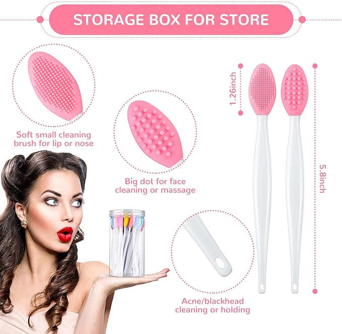 Patelai 24 Pcs Lip Scrub Brush Silicone Lip Scrubber Exfoliator - Image 3