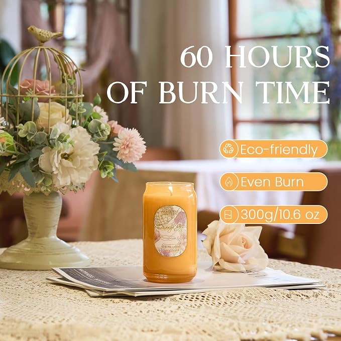M&SENSE Orange&Goji Candles for Home Scented, 10.6 Oz Soy Wax Candles Non Toxic - Image 3