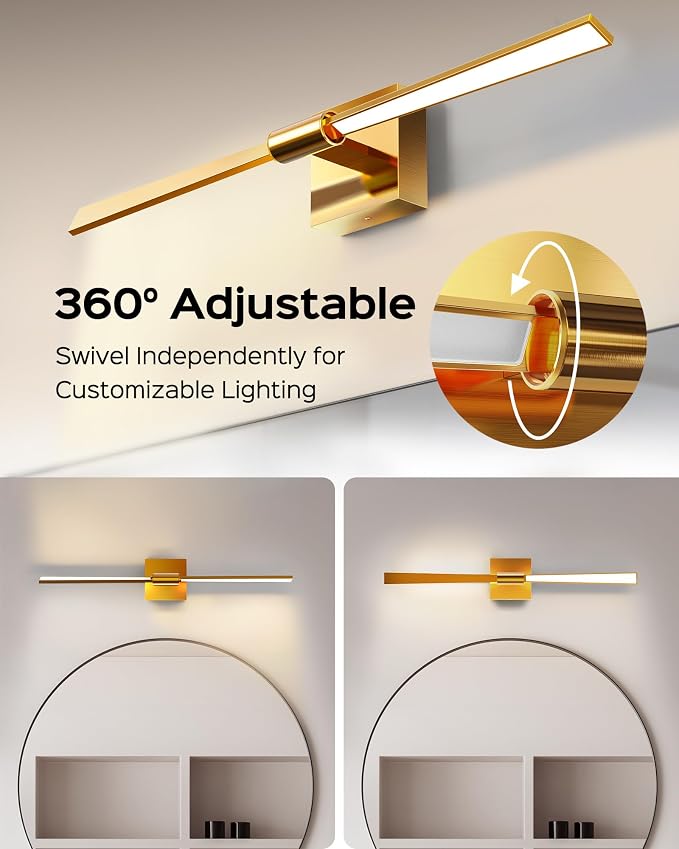 JACKYLED Modern Bathroom Light Fixtures Over Mirror 3 Color Temperatures 2-Head - Image 4