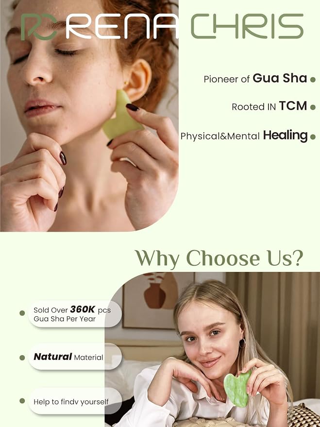 Rena Chris Gua Sha Facial Tools, Jade Guasha Tool - Image 7