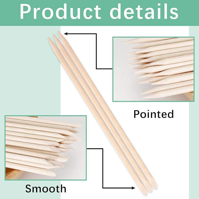 800 Pcs Orange Wood Sticks for Nails, Double Sided Multi-Use Wooden Cuticle - Image 3