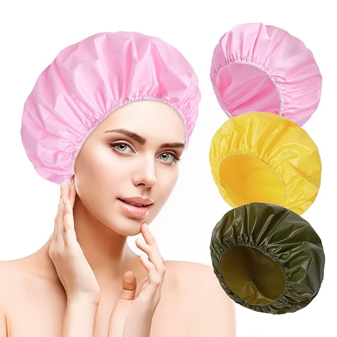 6 PCS Shower Caps for Women, Double Side Waterproof Shower Cap, Reusable - Image 7
