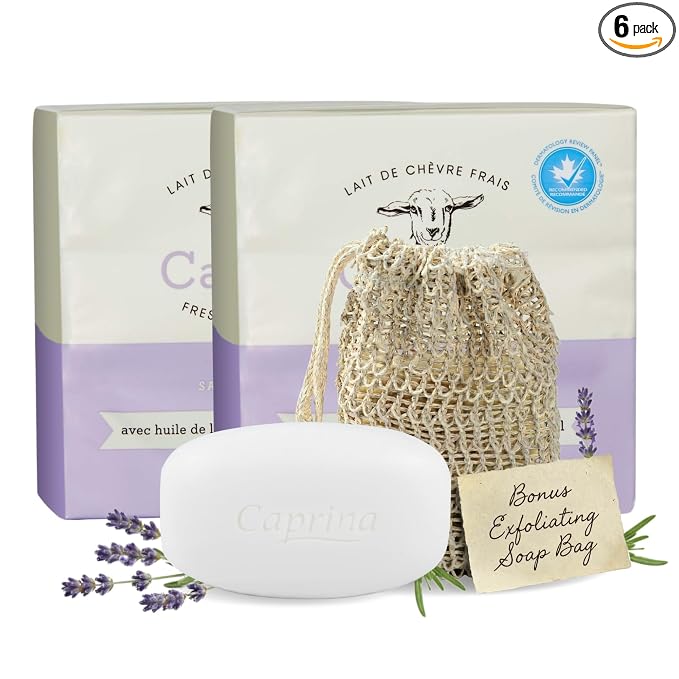 Caprina Fresh Goat Milk Soap Bar, LAVENDER OIL, 3.17 oz Each, Moisturizing & by Caprina