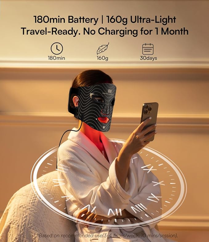 INIA Red Light Therapy Mask for Face – 4 Light Modes - Image 9