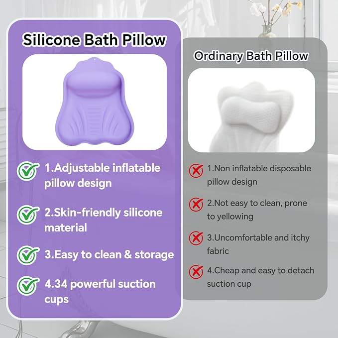 Luxury Silicone Bath Pillow for Tub, New Cloud-Soft 4D Air-Cushion Bathtub - Image 5
