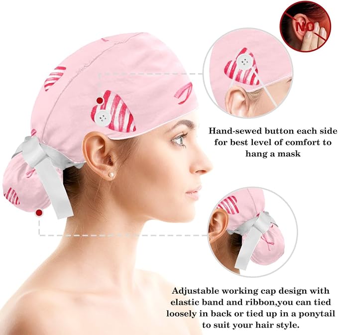 Women's Working Caps with Scrunchies Tarot Pattern Background Lace-Up Hat - Image 3