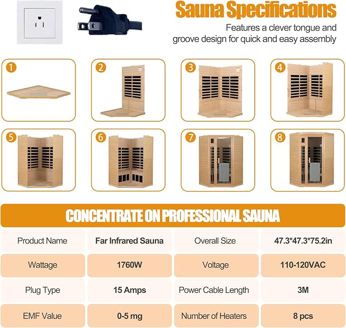 2 Person Infrared Sauna 0-5mG Ultra Low EMF Infrared Sauna Far Infrared Sauna - Image 7