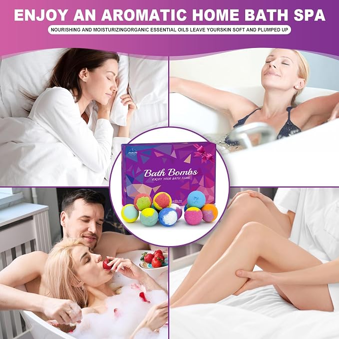 Bath Bombs for Women Gift Set 12 Pack Natural Relaxing Bath Bombs for - Image 4