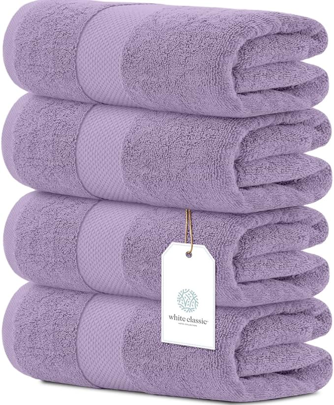 White Classic Luxury Bath Towels Set of 4 Large by WhiteClassic