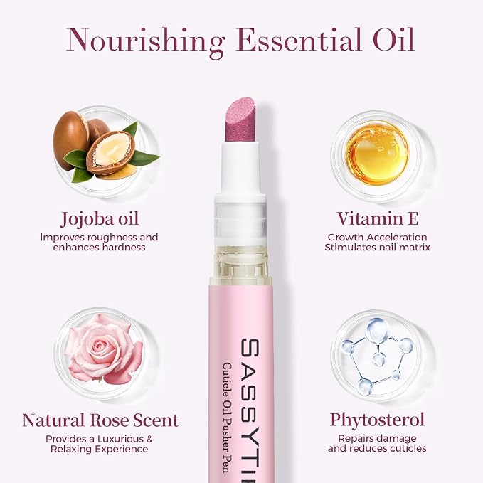 Ceramic Cuticle Pusher & Oil Pen, 2ml Rose/Lavender/Fragrance Free Scented Nail - Image 4