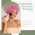 Reusable Shower Cap for Women, Large Waterproof Shower Bonnet - Image 2