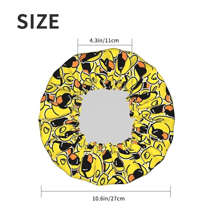Cute Ducks Shower Cap For Women Reusable Waterproof Double Layers Bath Cap Hair - Image 5