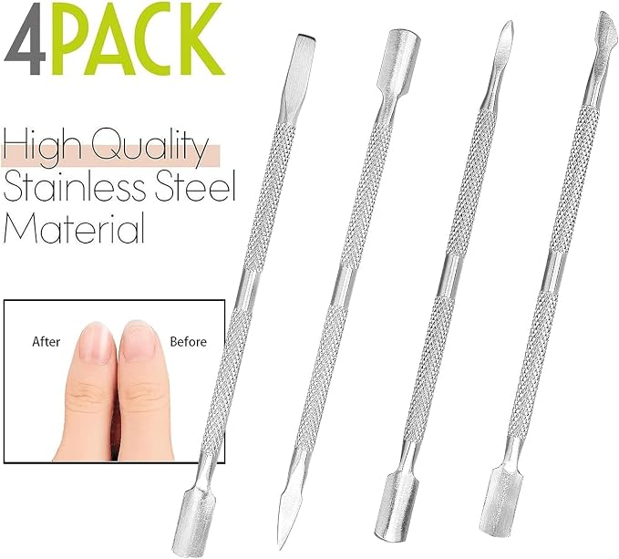 4pcs Cuticle Pusher Metal Cuticle Pusher Tool Kit Nail Cleaner Cuticle Care - Image 5