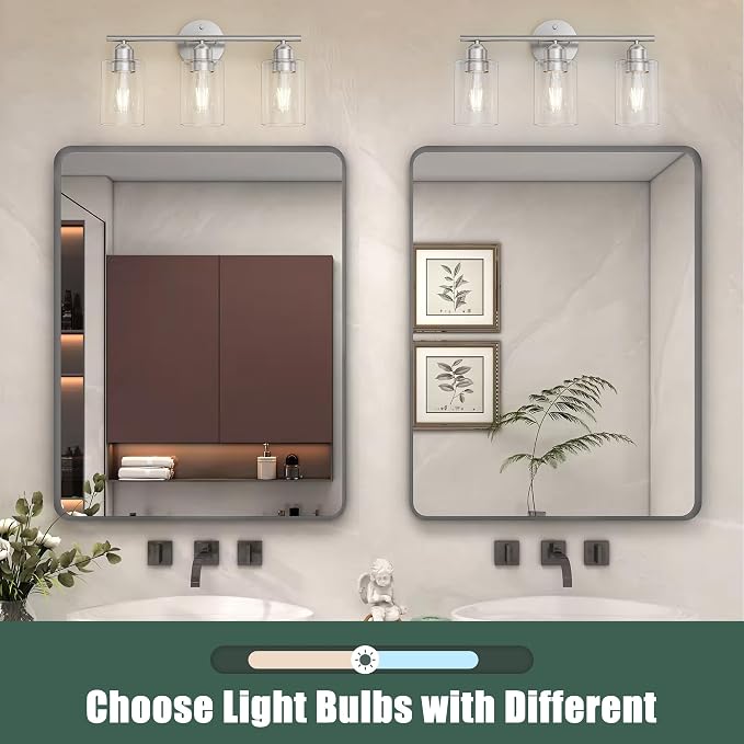 Espird Bathroom Vanity Light Fixtures Brushed Nickel, 3 Lights Bathroom Over - Image 6