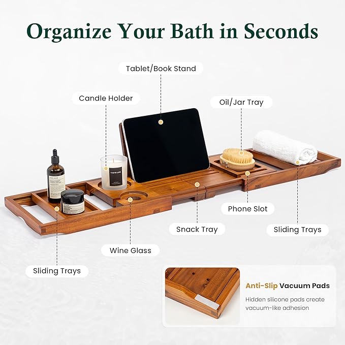 Teak Bathtub Tray, Bath Caddy - Image 3