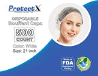ProtectX 500-Pack White Disposable Hair Nets, Elastic Head Cover, Bouffant Caps - Image 3
