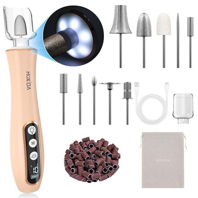Professional Manicure Pedicure Kit, Cordless Electric Nail Drill by Hoxida