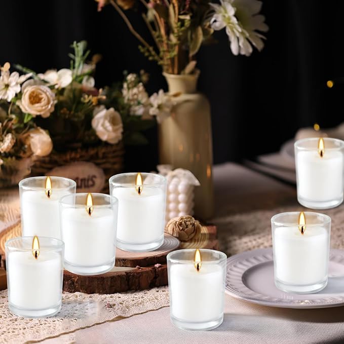 20 Pack White Unscented Glass Cup Candles - Image 5
