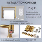XBVV Gold Heated Towel Rack for Bathroom, Wall Mounted Bath Towel Warmer - Image 4