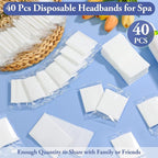 Sublaga 40 Pcs Disposable Spa Facial Headbands, Stretch Headband Wrap - Image 3