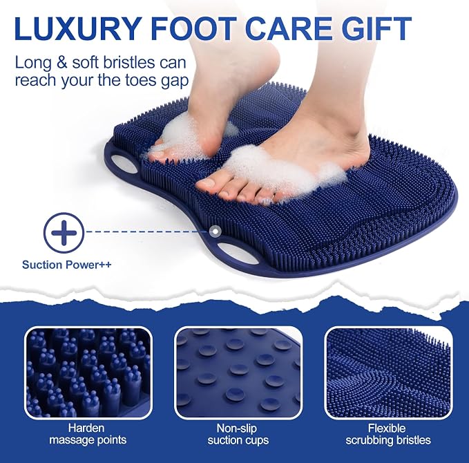 Shower Foot Scrubber Mat Large 2.0- Silicone Feet Toes Massage Exfoliate - Image 2