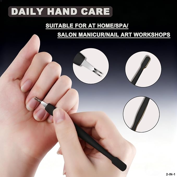 6Pcs 2-in-1 Cuticle Fork with Pusher, Dual-end Cuticle Remover Nail Pusher - Image 5