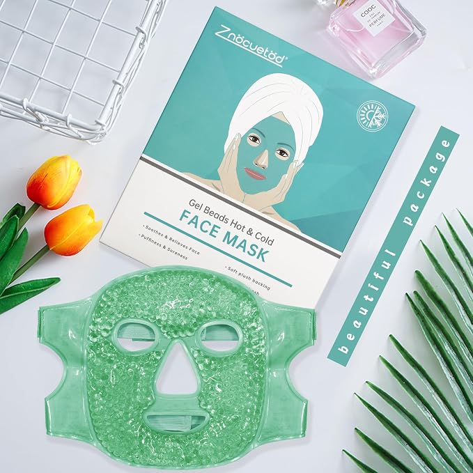 ZNÖCUETÖD Face Ice Mask Facial Ice Packs Gel Hot Cold Compress - Image 2