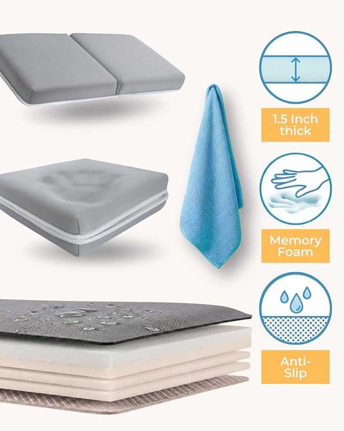 Comfortable Baby Bath Kneeler and Elbow Rest Pad Set – Thick Memory Foam Bath - Image 9