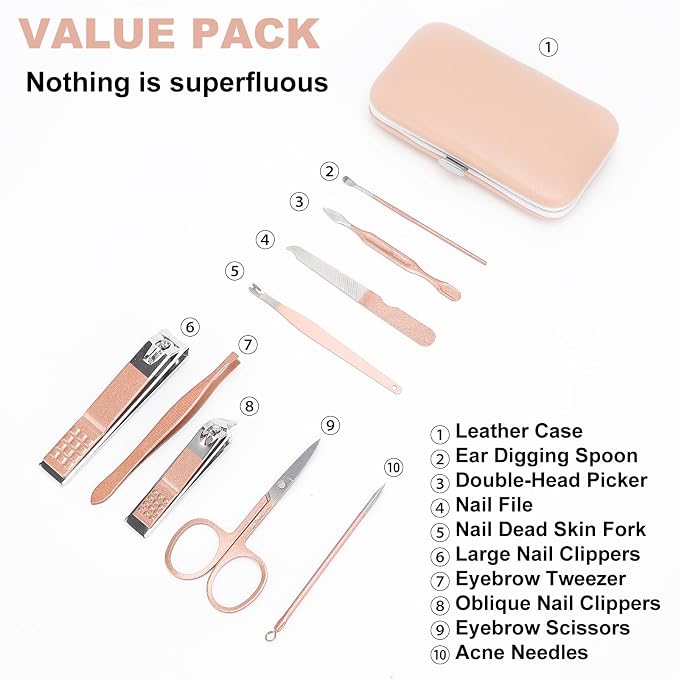 9 PCS Nail Clippers, ONEHERE Premium Manicure Set, Professional Grooming Gift - Image 3