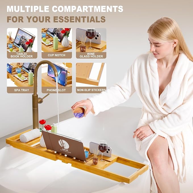 Yirilan Bathtub Trays for Tub, Bath Tray, Foldable Bathtub Caddy, Bathtub Caddy - Image 5