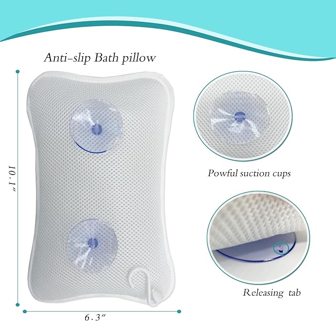 Bath Pillows for tub, Home Spa Pillows for Bathtub, Hot Tub, Head and Neck - Image 4