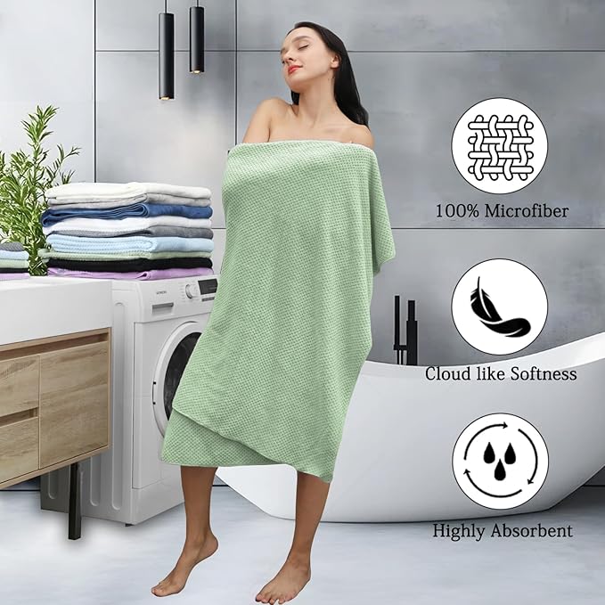 8-Piece Green Bath Towels Set, 2 Oversized Large Bath Towels Sheet, 2 Hand - Image 3