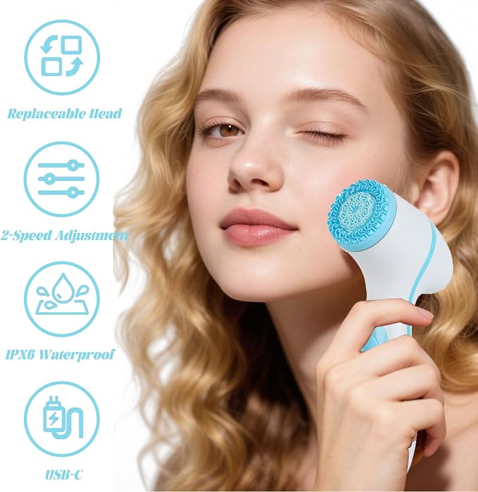 Facial Cleansing Brush, 3in1 Silicone Face Scrubber, Waterproof Facial Scrubber - Image 2