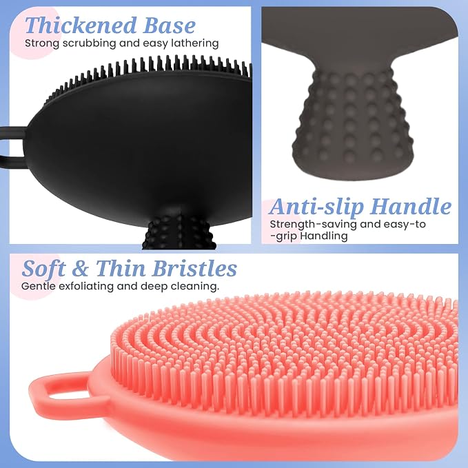 Silicone Back & Body & Face Scrubber Set 3PCS, Gentle Exfoliating Back & Body - Image 5